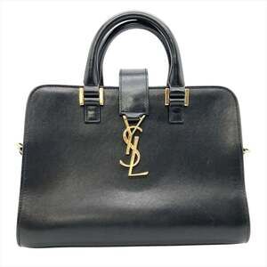 Saint Laurent Baby Cabas Handbag in Leather, HCL 472466 Y0717, Black, Women's